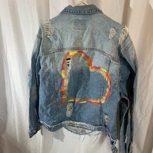 Distressed Heart Jean Jacket